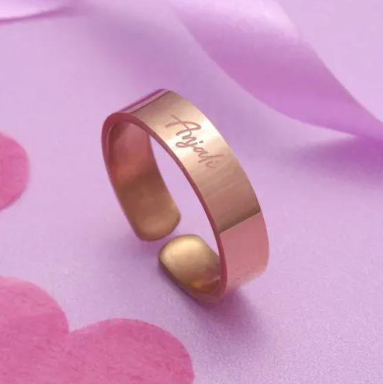 Customized ring with name inscribed